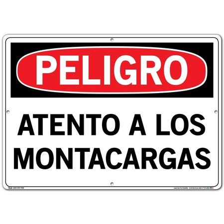 Vestil Aluminum Sign, 14-1/2" Height, 20-1/2" Width, Aluminum, Rectangle, Spanish SI-D-06-E-AL-040-S